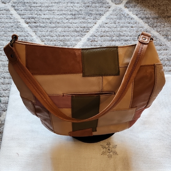 The Sak Multicolor Patchwork Leather Suede Shoulder Bag. - Picture 3 of 15